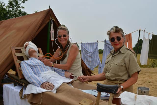 The field hospital in action with Julie Chandler and Caroline Green
Photo: Dianne Tuckett