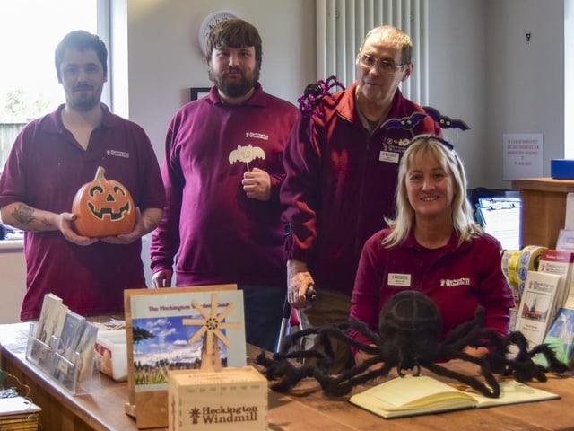 Heckington Mill volunteers L to R - Luke Shucksmith, Ross Houltby, Stu Conlin and Karen Hill. Photo: Holly Parkinson