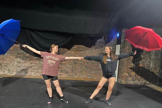 Some of the cast of A Step in Time, rehearsing for the show set for Blackfriars on Friday and Saturday, August 5 and 6.