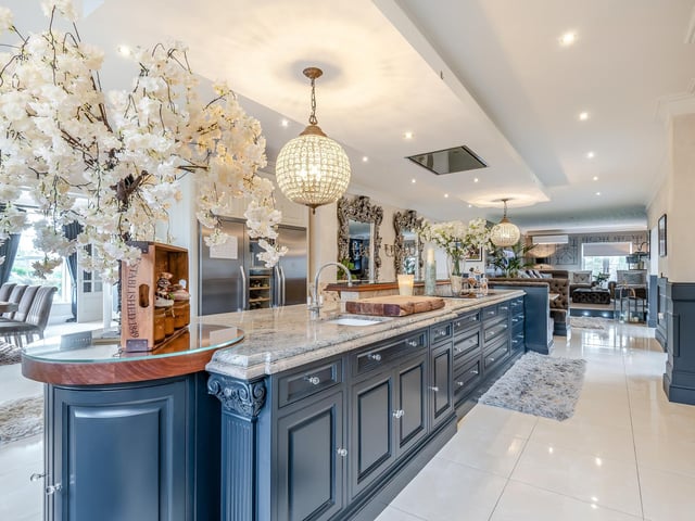 Looking back across the open-plan kitchen and family room.