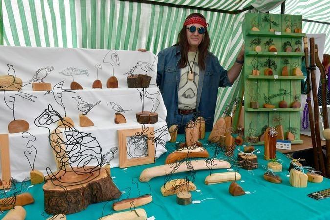 Steve Neal of Goulceby with his wire sculptures