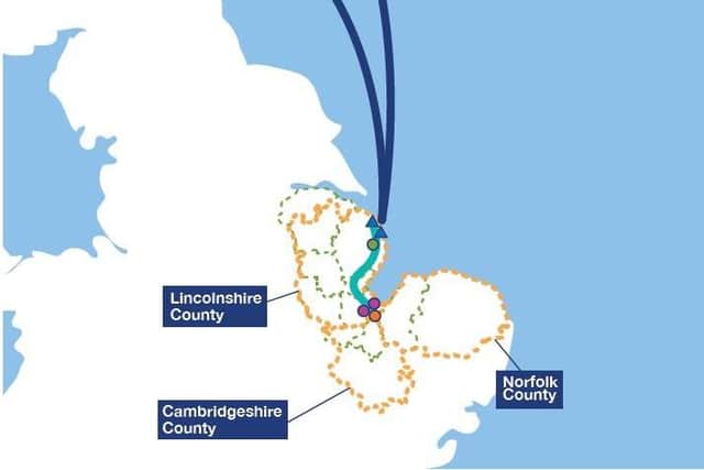 Proposed underground cable route across Lincolnshire.