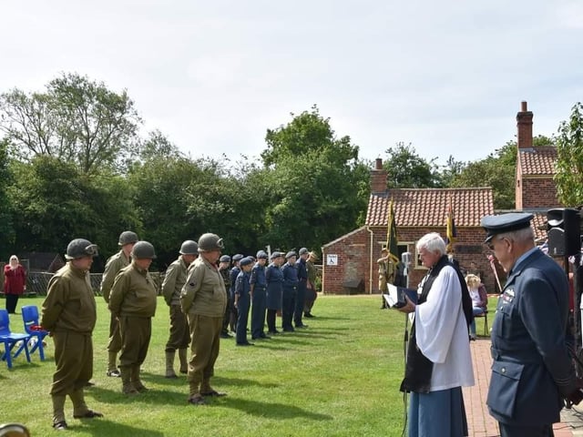 The armed forces ceremony at the Village Church Farm 1940s event.