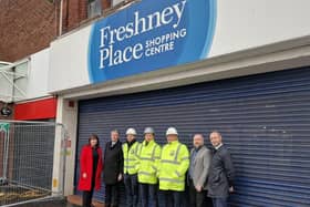 (L-R): Centre director Amanda Austin, Cllr Philip Jackson, leader of   North East Lincolnshire Council; Ed Weston GMI’s Regional Commercial Director, Managing Surveyor Tom Creasy, and Project Manager David Fish, with Andrew Cooper, Multi-Site General Manager of Parkway Cinema, and Damien Jaines-White, Inward Investment and Growth Manager at North East Lincolnshire Council.