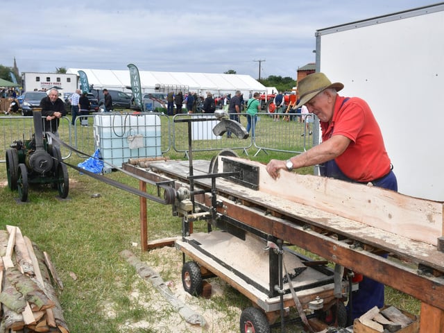 Sawmill demonstrations using a steam traction engine.