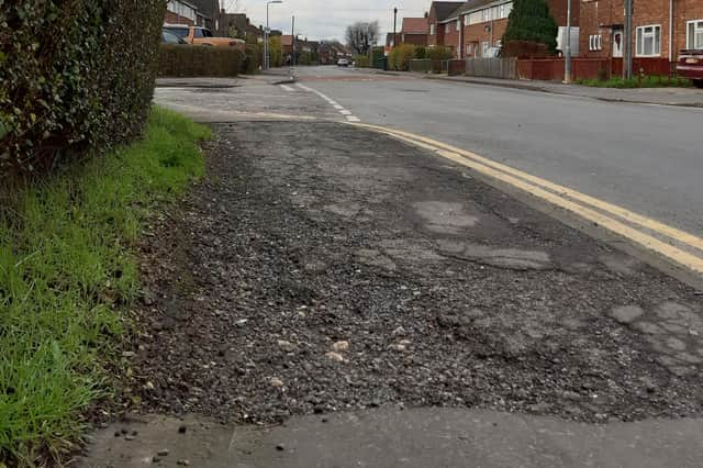 Part of the footpath in Woad Farm Road, in Boston.