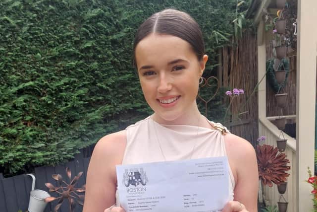 Delighted with her A-level results today, Sophie Holland, 18, of Gipsey Bridge, Boston.