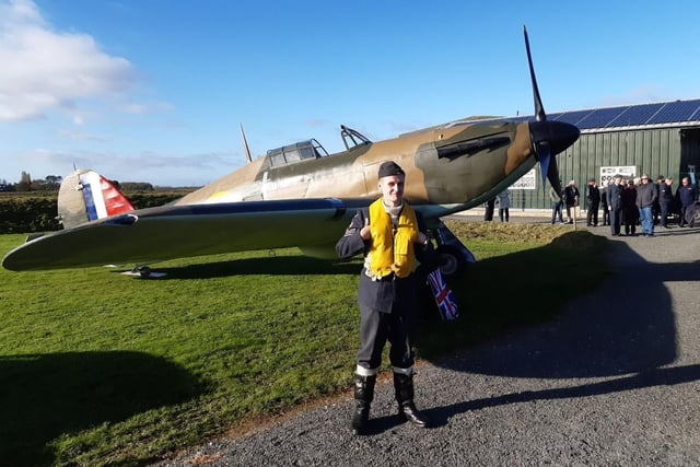 A snapshot of the restore Hurricane aircraft replica following today's grand unveiling. Photo by David Seymour.
