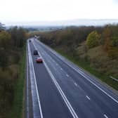 The A17 at Leadenham. The bridge carrying the A607 over the road here will be closed for repair work next month.