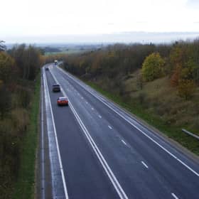 The A17 at Leadenham. The bridge carrying the A607 over the road here will be closed for repair work next month.