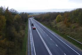 The A17 at Leadenham. The bridge carrying the A607 over the road here will be closed for repair work next month.