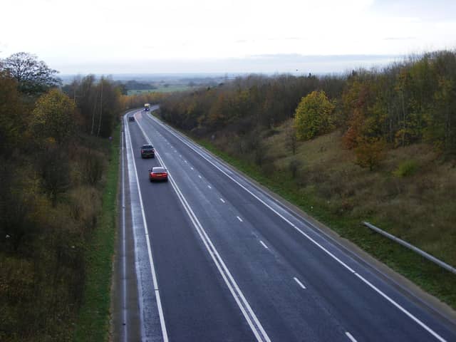 The A17 at Leadenham. The bridge carrying the A607 over the road here will be closed for repair work next month.