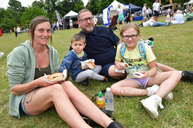 Pictured (from left) Grace Mackay, Orion Stokes, four, Steven Stokes, and Cleo Stokes, nine, of Wrangle.