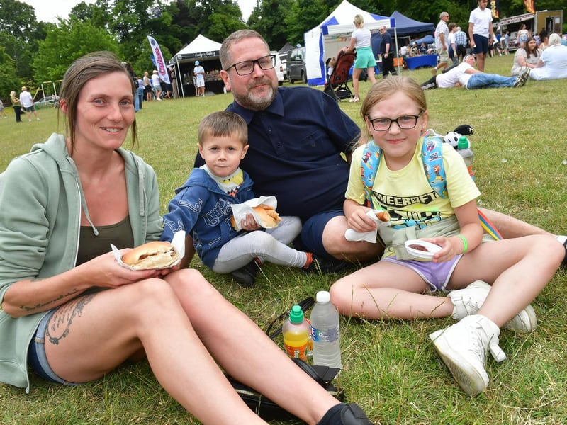 Pictured (from left) Grace Mackay, Orion Stokes, four, Steven Stokes, and Cleo Stokes, nine, of Wrangle.