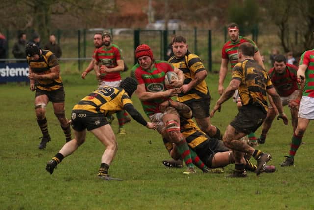 Market Rasen in action during the game with Hinckley on Saturday.