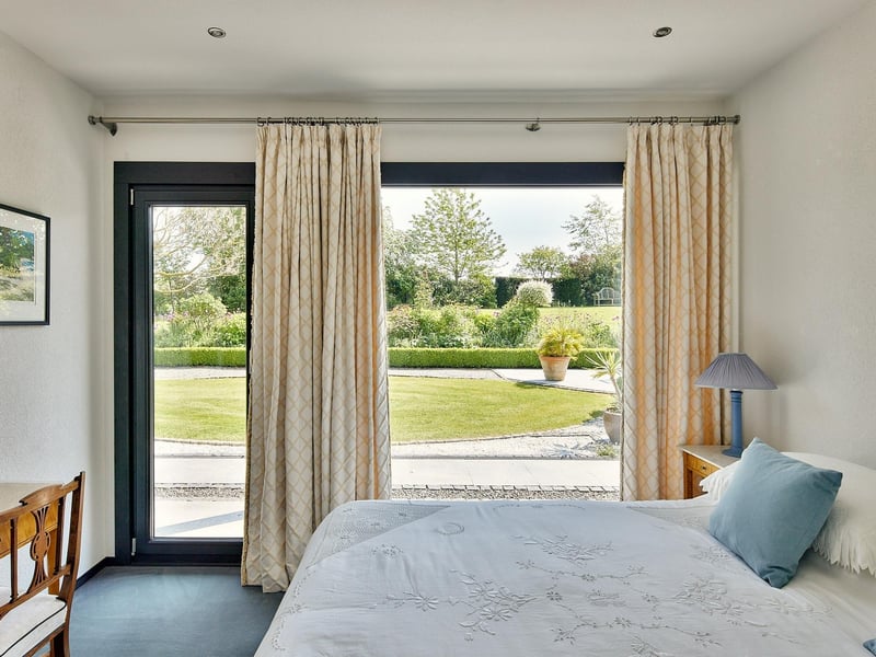 One of the bedrooms on the lower level.