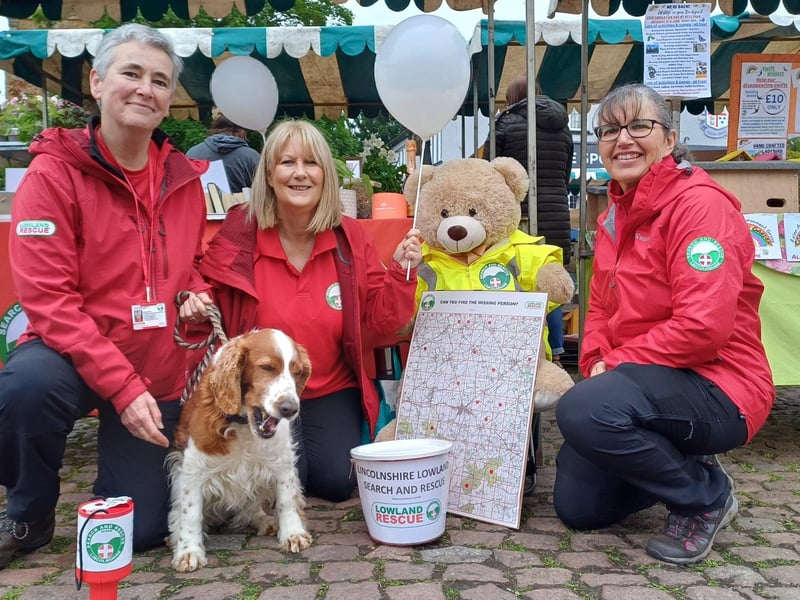 Members of Lincolnshire Lowland Search and Rescue were raising awareness of the service. From left: Debbie Yates, Dery, Donna Betts and Jayne McConachie