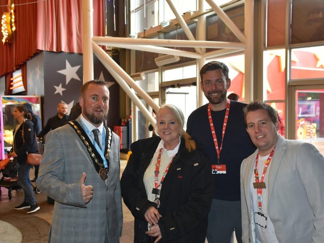Mayor Coun Dan Kirk meets some of the staff.