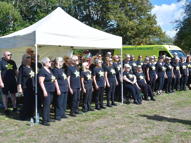 Sleaford Rock Choir performing for show visitors and exhibitors.