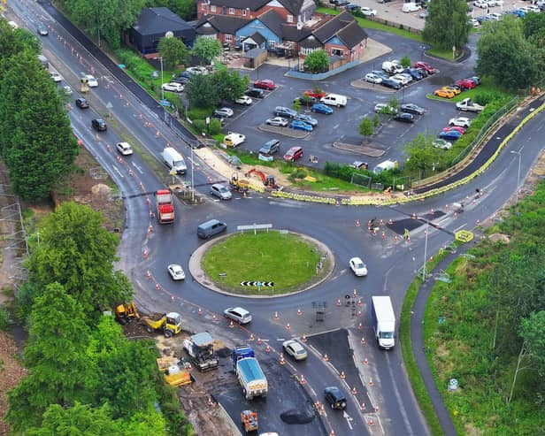 A birds eye view of the ongoing works at Marsh Lane roundabout in Boston.