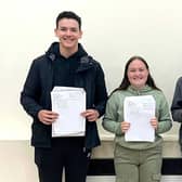 Andrew Lucas, Aimee Laud, Kieran Draper, and Ola Gdula collecting their results at Thomas Cowley High School, Donington.