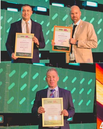 Three Bellway East Midlands site managers have received a prestigious Seal of Excellence from the NHBC. Pictured with their awards are, from top left, Gary Archer, James Kilby and Dave Pringle