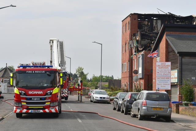 The scene in London Road on Wednesday morning as the fire service inspected the site.