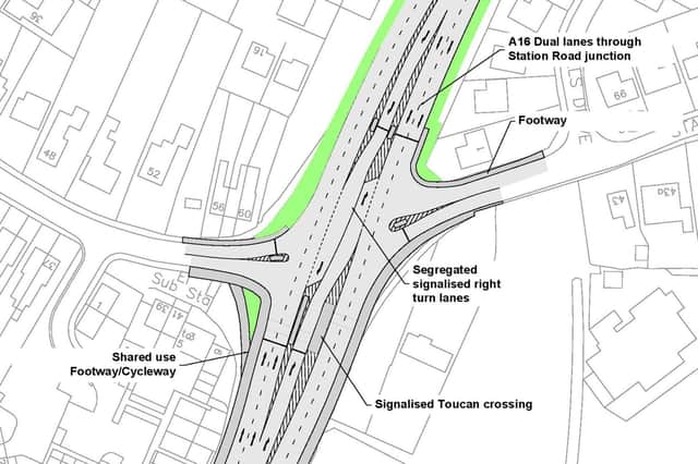 An outline of the plans for the A16 at Kirton.