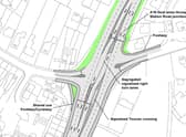 An outline of the plans for the A16 at Kirton.