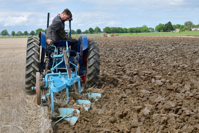 John Crowder, of Sturton by Stow, giving a ploughing demonstration.