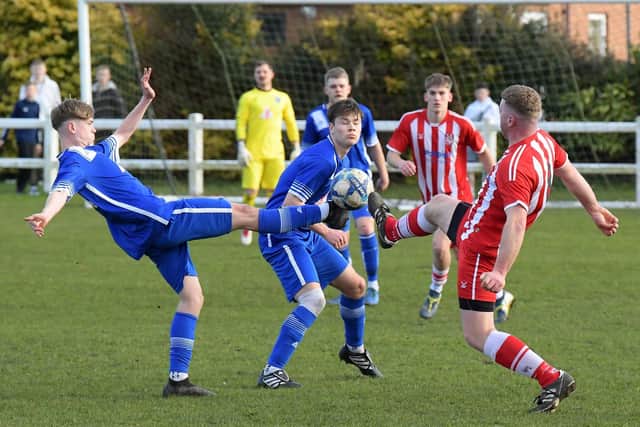 Action from Horncastle's win over Louth on Saturday. Photo: Rob Savage.