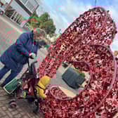 Get a free Valentine's photo at the heart seat in Sleaford.