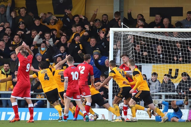 Boston United had 66	yellows and five red cards.