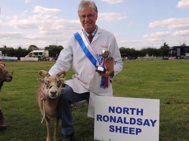 Nick Dowler of Potterhanworth and Dunston with his regional champion in the new North Ronaldsay breed class.