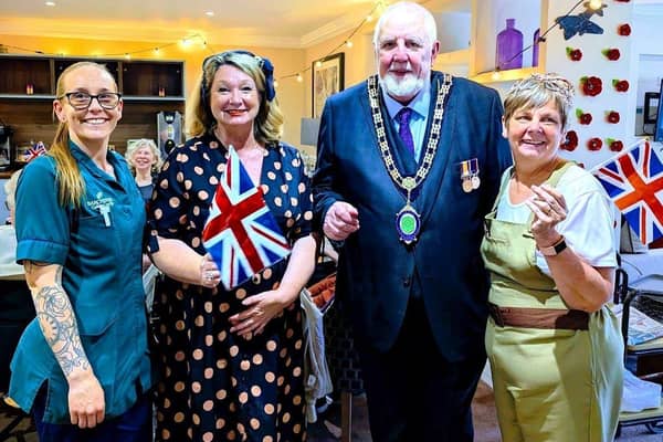 Oakham Mayor Cllr Paul Ainsley with Chater Lodge colleagues