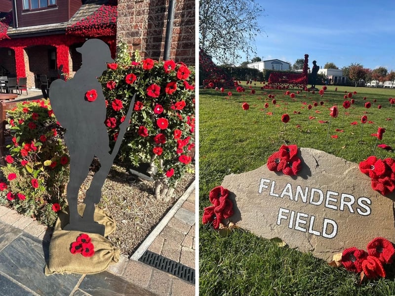 Hand-made Remembrance displays at the park, in Ingoldmells.