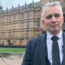 Coun Redgate outside the House of Commons.