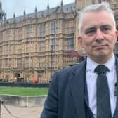 Coun Redgate outside the House of Commons.