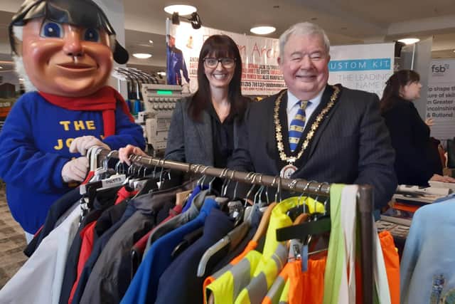 Mayor of Skegness Coun Pete Barry took a tour of Expo 24 with the Jolly Fisherman.
