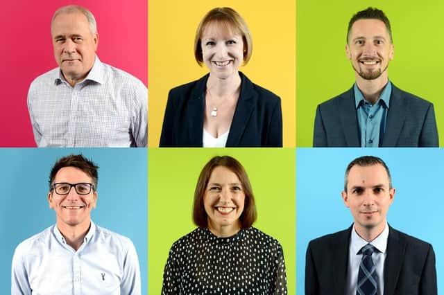 Duncan & Toplis Foundation trustees- (clockwise, starting top left) Adrian Reynolds, Kay Botley, Niall Kingsley, Theo Banos, Rachel Barrett, Alistair Main