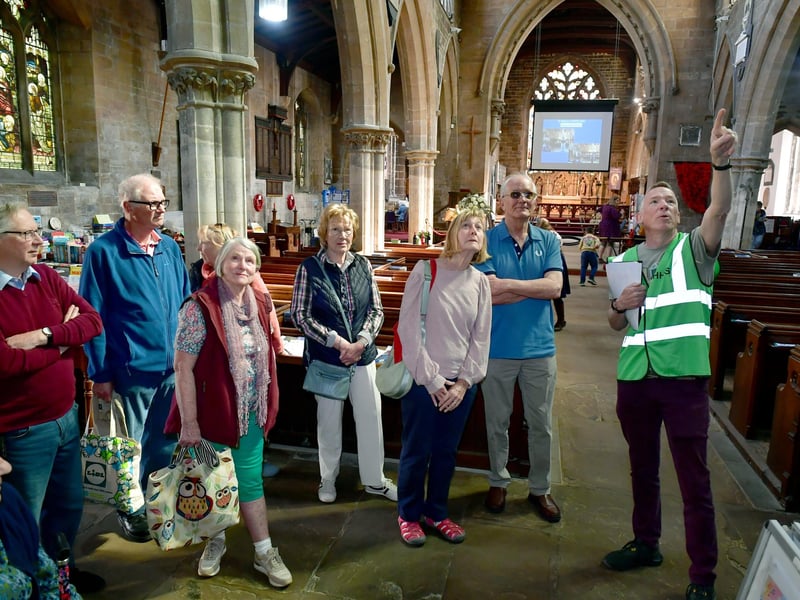 Nick Fox of Horncastle History and Heritage Society, leading a guided tour of the parish church. Photo: David Dawson