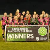 Sleaford Town JFC U16 Belles celebrate their cup win. Photo: Lincolnshire FA.