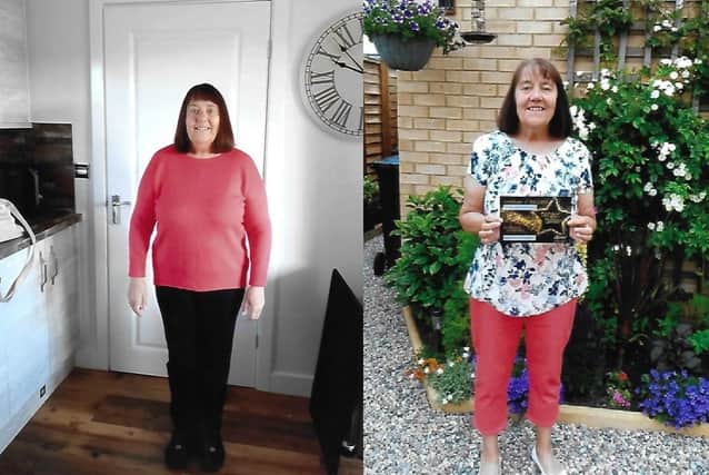 Susan McLeary before and after her 3st weight loss.