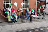 Kites are flown in Louth town centre by activists campaigning for peace in Palestine after the killing of children in Gaza.
