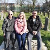 Mayor of Skegness Coun Ady Findley (right) on the bench with Chris and Jackie.