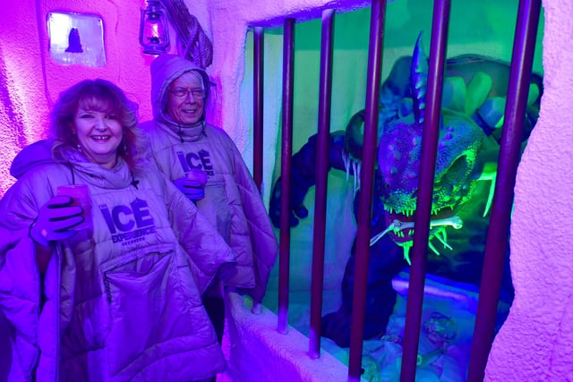 What lies beneath!  Coun Dick Edginton meets the monster in the Ice Experience.