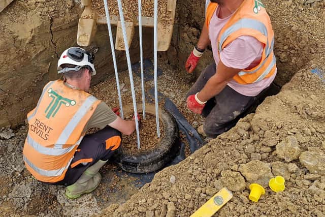 First commercial use in UK of recycled tyre foundations