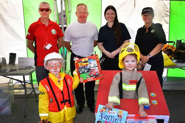 The winners of the fancy dress competition at Marshall’s Yard’s Emergency Services Day event