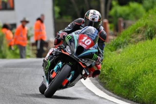 Peter Hickman on Superstock practice on Monday. Photo by Isle of Man TT.