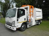 A specially adapted food waste collection vehicle used during the trial.